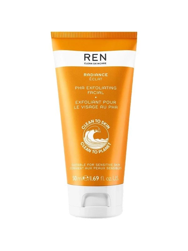 REN Clean Skincare PHA Polyhydroxy Acid Exfoliating Facial Gentle Brightening Exfoliator for Face Chemical Enzymatic & Physical Exfoliants Suitable for Blemish Prone & Sensitive Skin