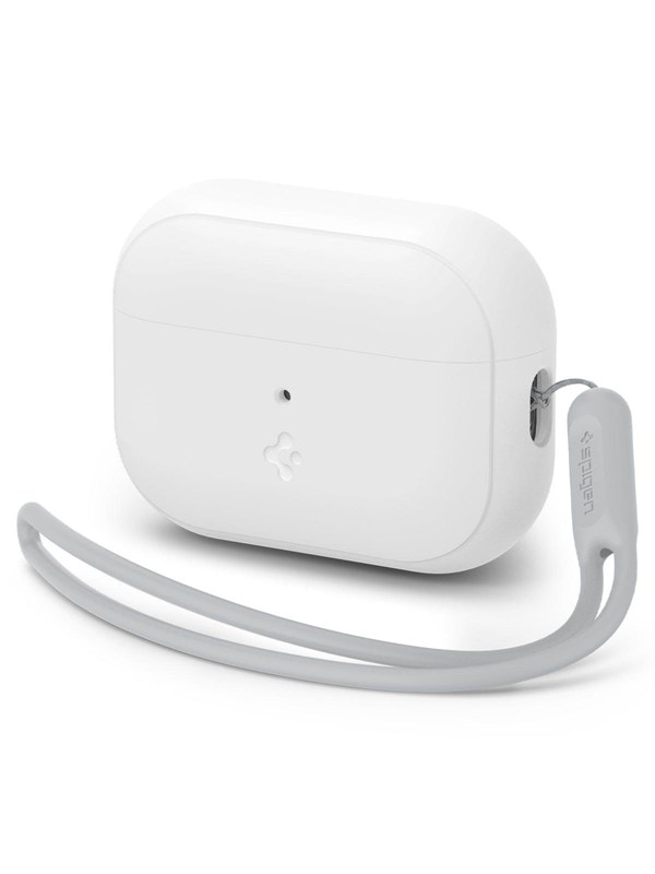 Spigen Case Silicone Fit White + Strap Gray - AirPods Pro (2nd Gen)