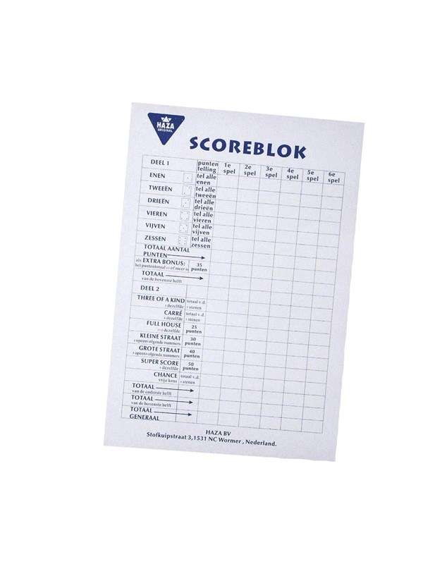 Haza Witbaard Scorepad Large 50 sheets (NL)