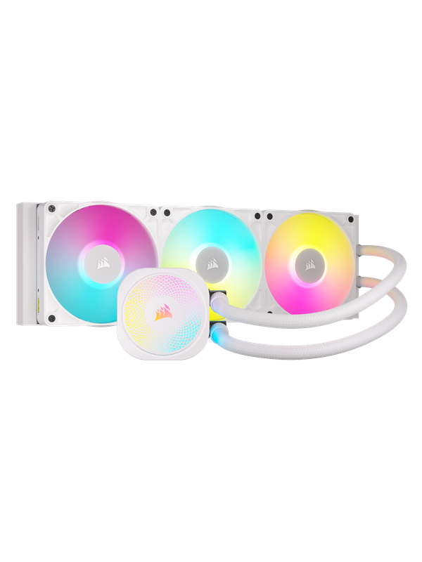 CORSAIR iCUE LINK TITAN 360 RX RGB White - Vloeistofkoelsysteem processor afmeting radiator: 360 mm - voor Intel LGA: 1871, 1700 - AMD AM5, AM4 - 3x iCUE LINK RX120 RGB fans - incl. iCUE LINK System Hub - koper, aluminium - wit