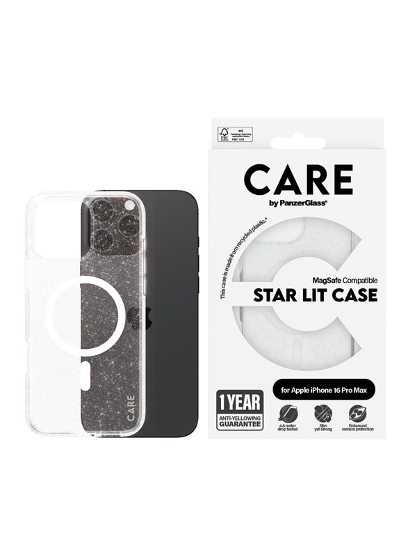 CARE by PanzerGlass Star Lit Case geschikt voor MagSafe geschikt voor iPhone 16 Pro Max - Star Lit