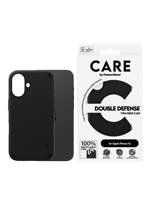 CARE by PanzerGlass Case Feature Double Defence Black iPhone 16