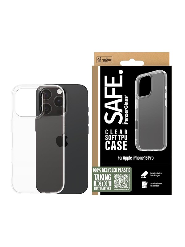 SAFE by PanzerGlass TPU Case iPhone 16 Pro | Transparent