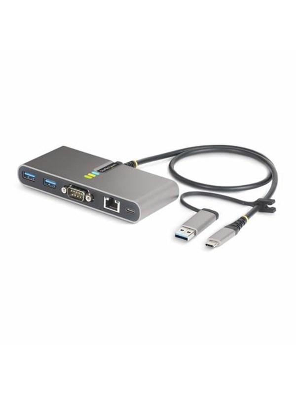 StarTech.com 2-Port USB-C/USB-A Hub with GbE and RS232 Serial 2x USB-A - hub - 2 ports USB hub - 2 - Grijs