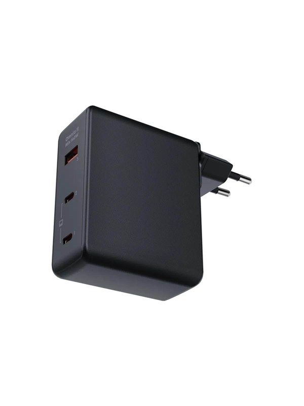 Aukey Omnia II Mix - Reisstekker met verwisselbare EU en US stekker - 2x USB-C, 1x USB-A - 140 W - Zwart