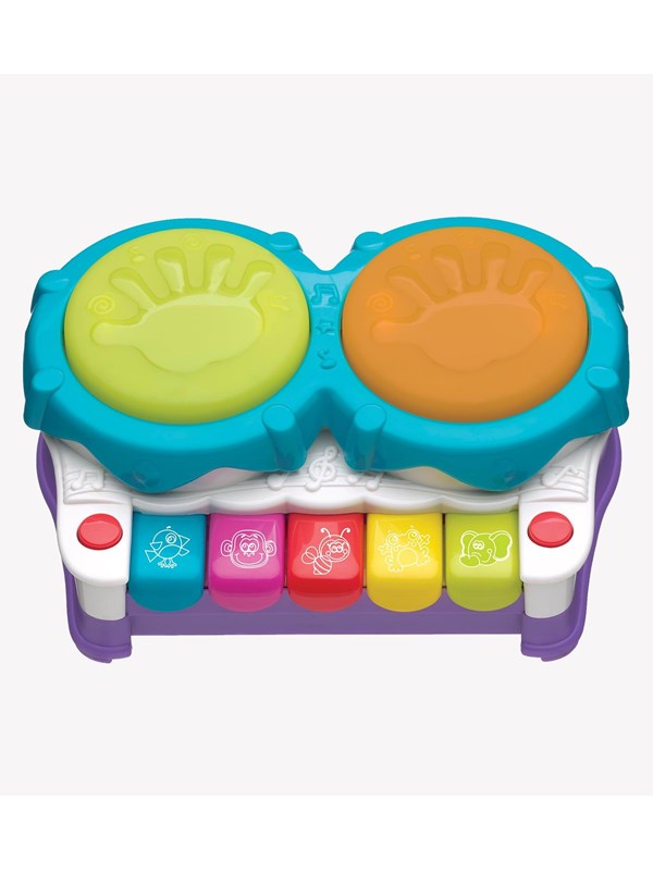 Playgro 2 in 1 Muziekmaker met geluid en licht - Djembee - Baby Speelgoed Muziekinstrument - Baby speelgoed - Muziekinstrument voor Baby - Interactief speelgoed Baby - Educatief speelgoed - Kraam Cadeau- Speelgoed met licht en geluid
