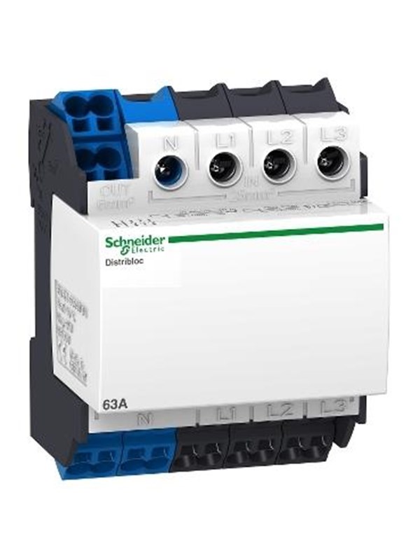 Schneider Electric Linergy DX distribution block for DIN rail 63A 4-pole connection at the top 1x25 mm2.4x6 mm2 per phase