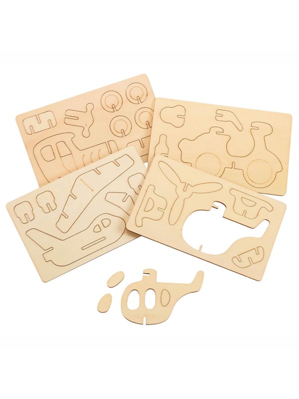 Colorations - Make and Decorate your Wooden 3D Vehicles Set of 4