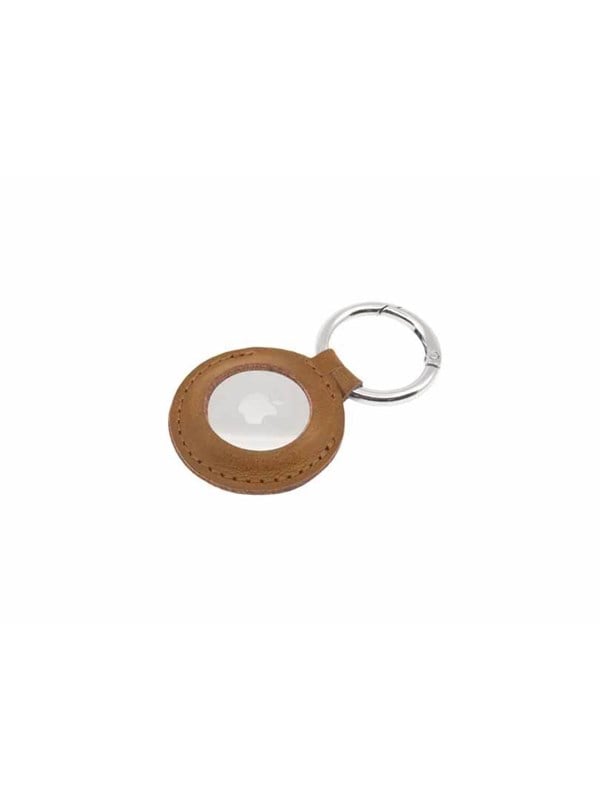 FIXED Real Leather Keychain Case for AirTag Brown