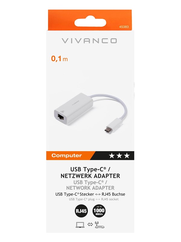 Vivanco USB-C  RJ45 1000Mbps network adapter 0.1m White