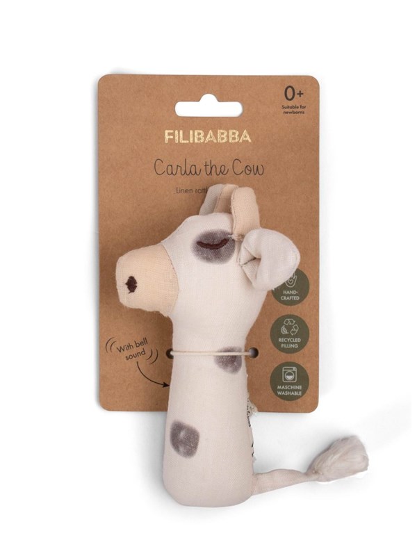 Filibabba - Linen rattle - Cow