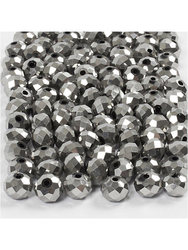 Creativ Company Faceted Beads Metallic Gray 100pcs.
