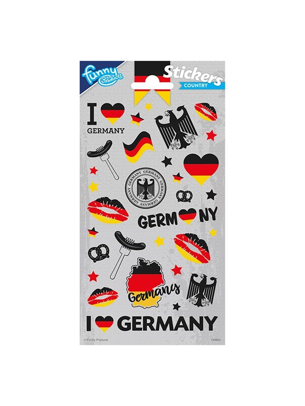 Funny Products Stickers Duitsland 20 X 10 Cm Grijs 28 Stuks