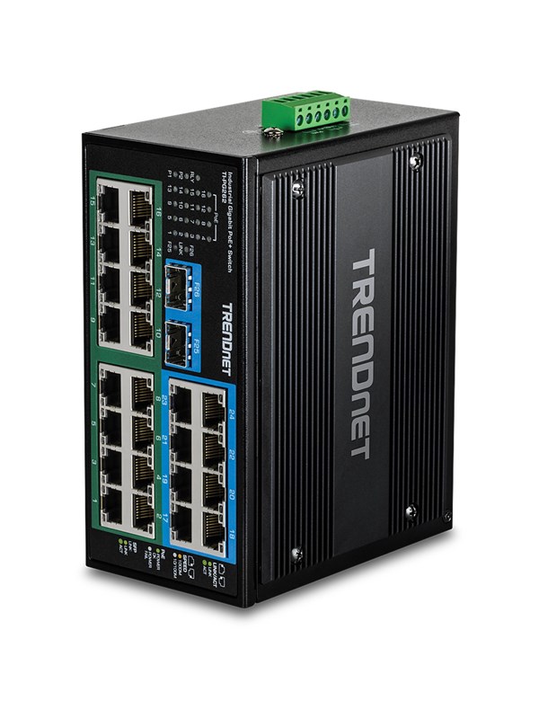 TRENDnet TI-PG262 26-Port Hardened Industrial Gigabit PoE+ DIN-Rail Switch