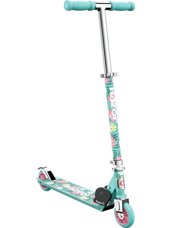 Razor A Special Edition - Step - Turquoise Roze Bloemen - Opvouwbaar - Kleine Wielen 98 mm - Voor Kinderen - Tot 65 kg - Vanaf 5 jaar