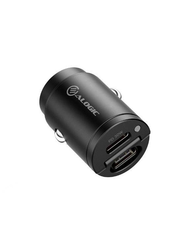 Alogic Rapid Power 30W Car Charger 2 X USB-C Ports oplaadcontactdoos/sigarettenaansteker - Zwart