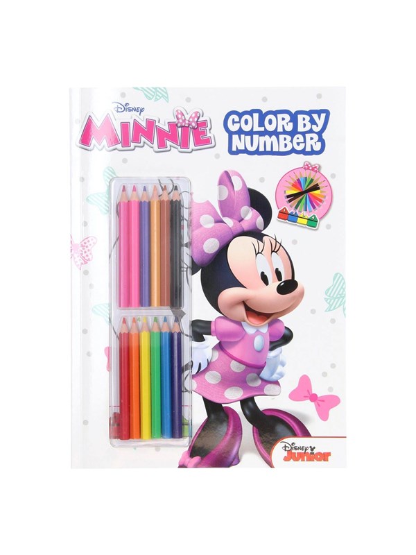 Kleurboek met 12 kleurpotloden Minnie Mouse - Kleuren op nummer