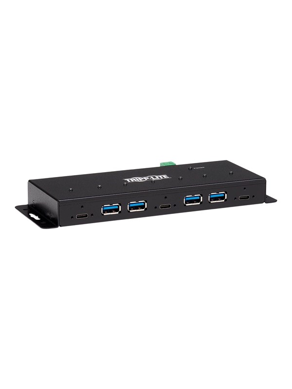 Eaton series 7-Port Industrial-Grade USB 3.1 Gen 2 Hub - 10 Gbps 4 USB-A & 3 USB-C 15 kV ESD Immunity Metal Housing TAA USB hub - 7 - Zwart