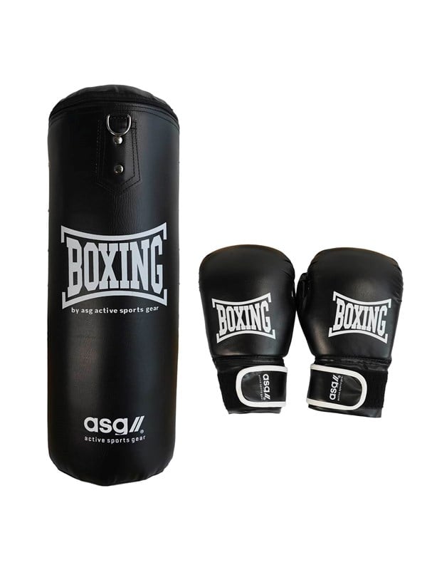 ASG Junior Boxing Bag - 15 Kg. (Gloves + Bag) Black/White