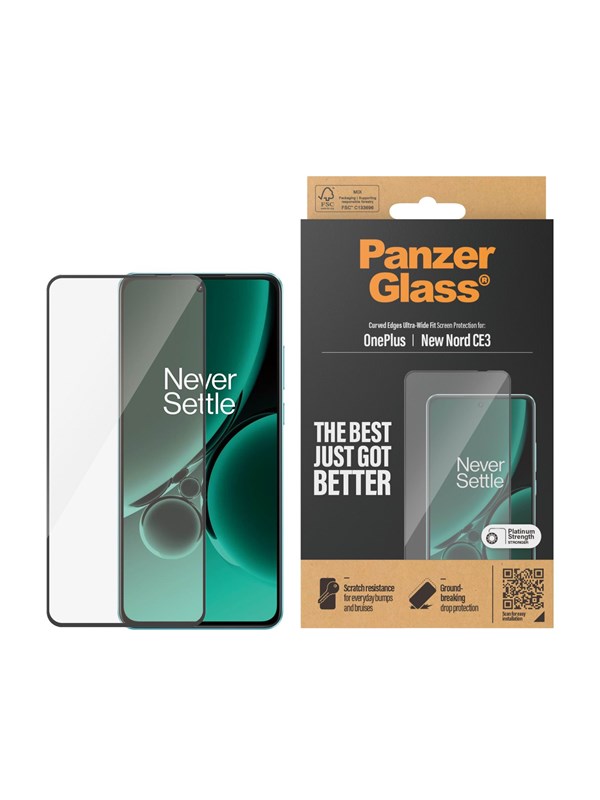 PanzerGlass Screenprotector geschikt voor OnePlus Nord CE 4 Glazen | PanzerGlass Ultra-Wide Fit Screenprotector - Case Friendly