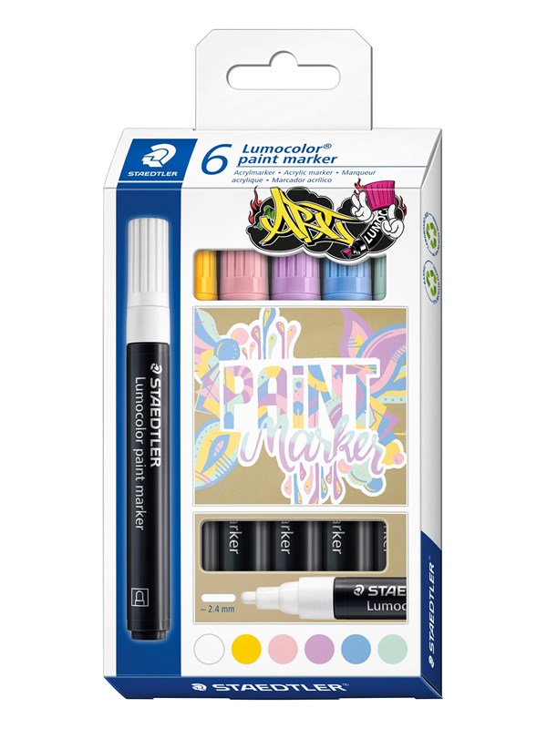 Staedtler Acrylic marker Lumocolor 6pc pastel