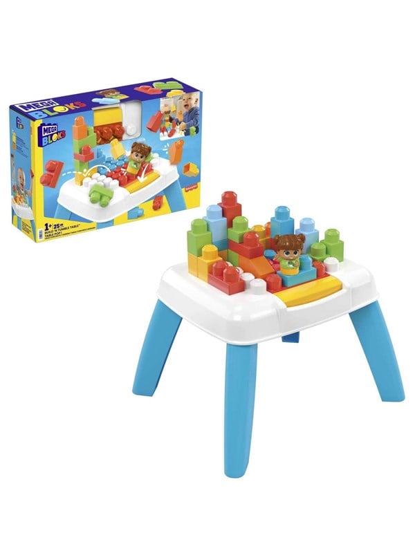 Mega Bloks Bouwset Tafel met Blokken - 25 stuks, 40,4 x 34,8 x 28,1 cm