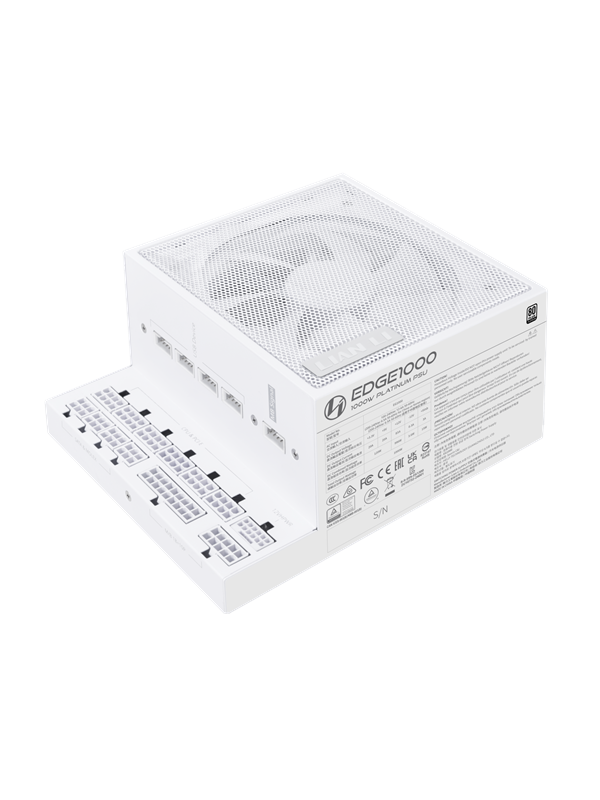 Lian Li EDGE 1000 White Voeding - 1000 Watt - 120 mm - ATX 3.1 - 80 Plus 80 PLUS Platinum