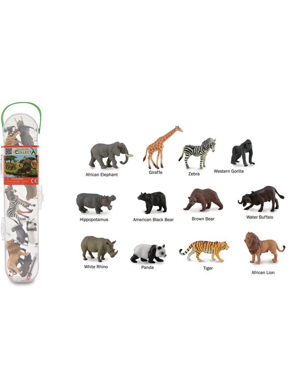 COLLECTA Figurine Mini Set - 12 Wilde Dieren - Wilde Dieren - Handgeschilderd - Miniatuur