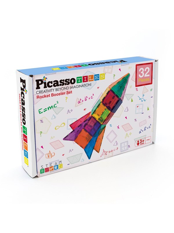 PicassoTiles Raketbooster Magnetische Tegels set 32 stuks
