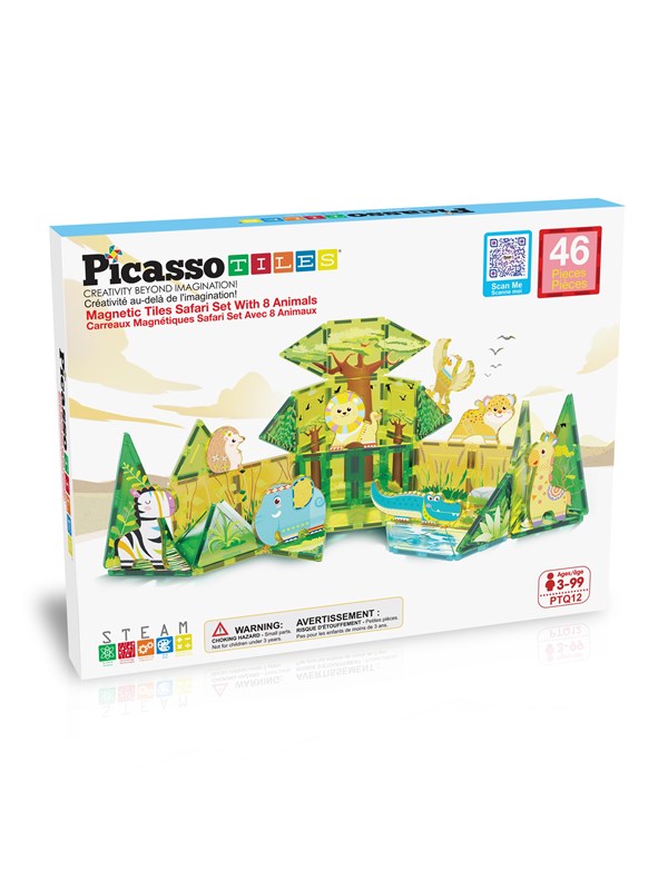 PicassoTiles Safari 46-delige magneetset met 8 figuren