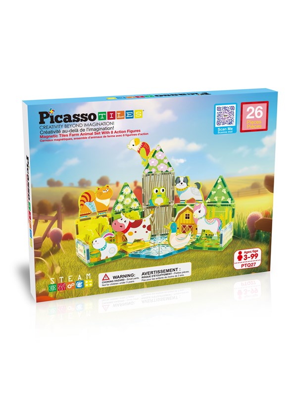 PicassoTiles Boerderij 26-delige magneetset met 8 figuren