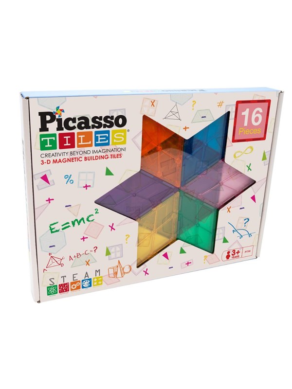 Tactic Picasso Tiles - Constructiespeelgoed - Magnetic Tiles - Magnetische Tegels - Geometry Set - STEM Speelgoed - Creatief Bouwspeelgoed - 16-Delig - Vanaf 3 Jaar