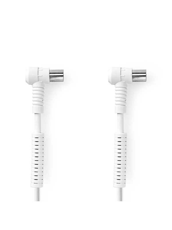 Nedis Coaxkabel | IEC (Coax) Male | IEC (Coax) Female | Vernikkeld | 120 dB | 75 Ohm | Viervoudig Afgeschermd | 3.00 m | Rond | PVC | Wit | Label coaxial cable