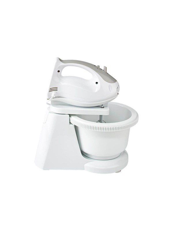 Nedis Handmixer - 200 W - 5-Snelheden - Turbo-functie - Draaikom / 2 Deeghaken / 2 Kloppers - Grijs / Wit