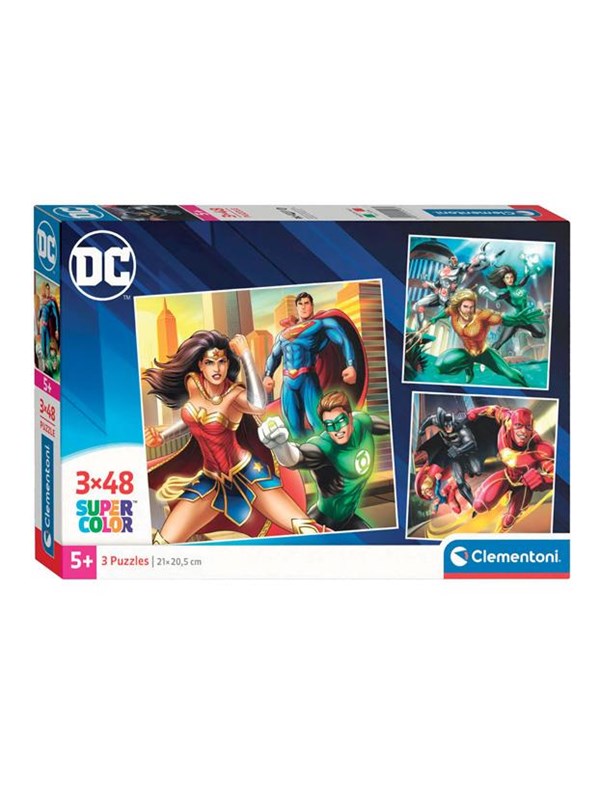 Clementoni Jigsaw Puzzle Super Color Square DC Comics Justice League 3x48pcs. 2D Puzzels