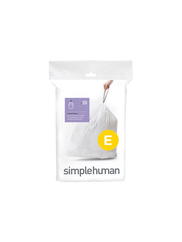 Simplehuman Code E op maat gemaakte vuilniszakken, verpakking van 20, wit