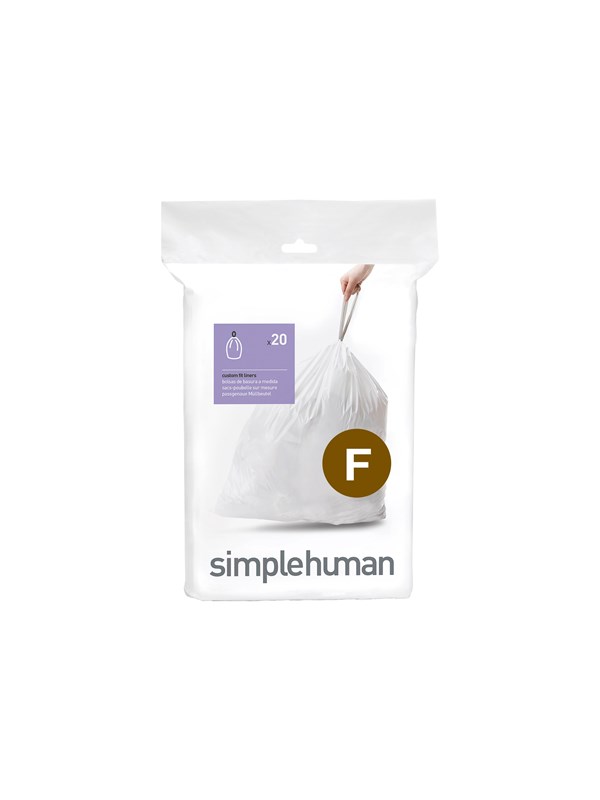 Simplehuman Code F op maat gemaakte vuilniszakken, verpakking van 20, wit