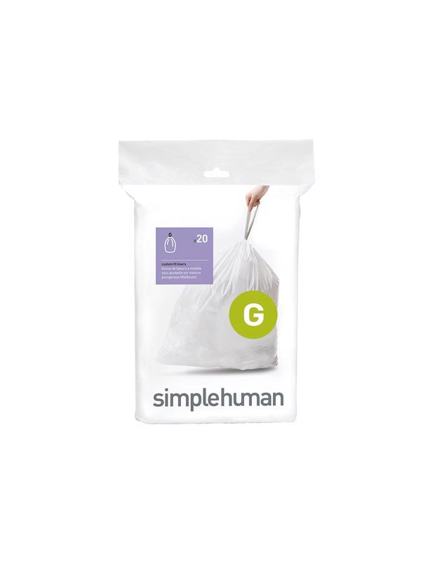 Simplehuman Code G op maat gemaakte vuilniszakken, verpakking van 20, wit