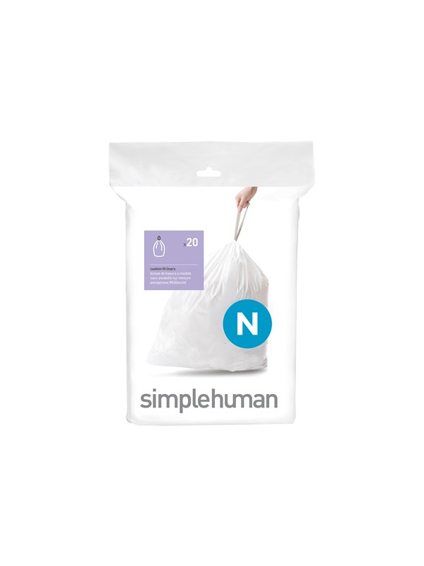 Simplehuman Code N Afvalzakken - 45 liter - 20 stuks - met Trekband - Wit