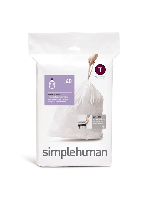 Simplehuman Code T op maat gemaakte vuilniszakken, verpakking van 20, wit
