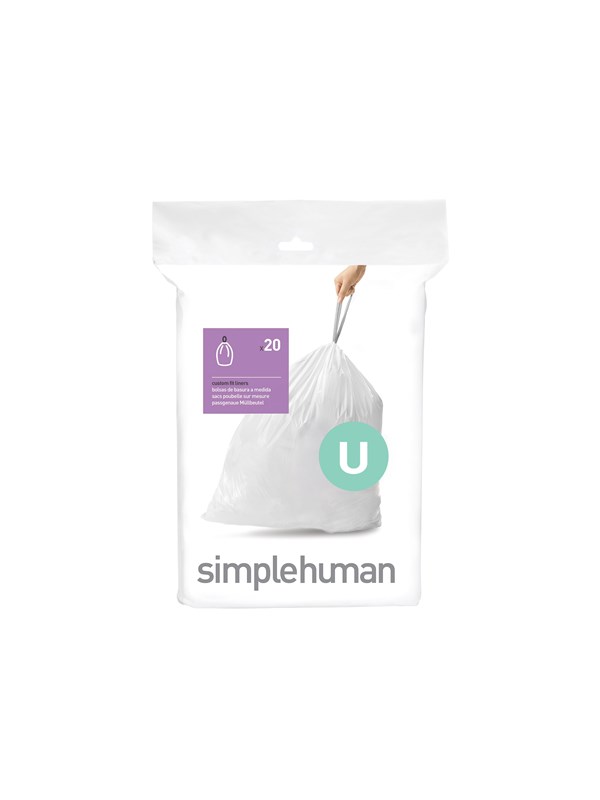 Simplehuman Code U op maat gemaakte vuilniszakken, verpakking van 20, wit