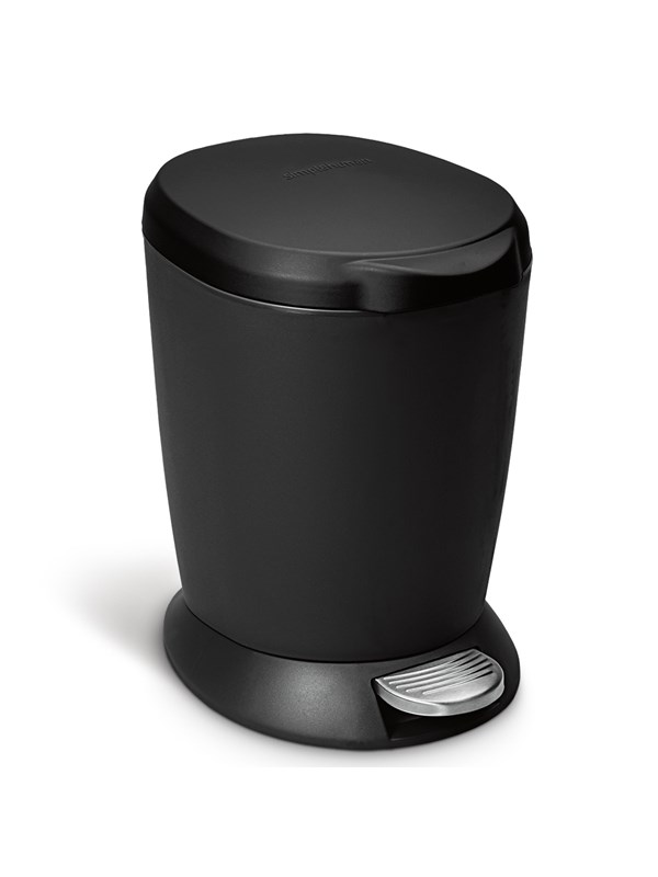 Simplehuman 6L ronde pedaalemmer, zwart plastic
