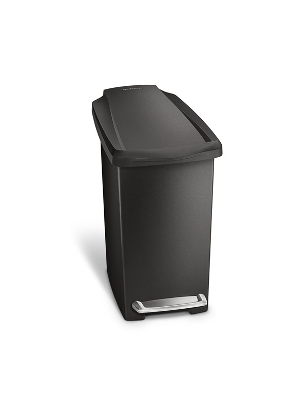 Simplehuman 10L slanke pedaalemmer, zwart plastic
