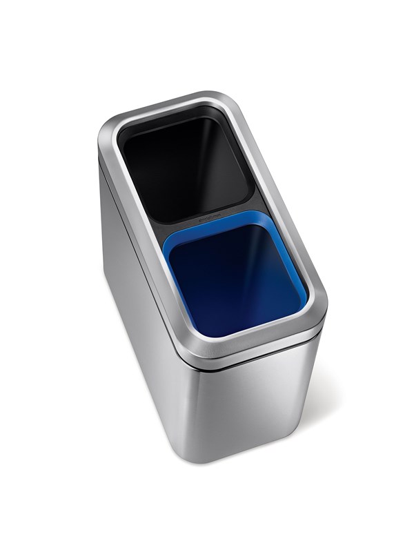 Simplehuman 20L (10/10), slanke open recyclebak, geborsteld roestvrij staal