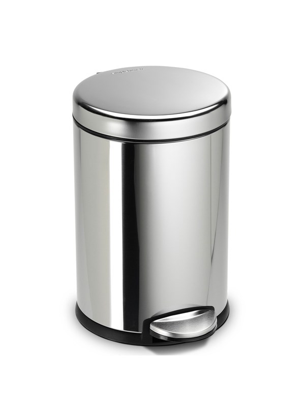 Simplehuman 4,5L ronde pedaalemmer, gepolijst staal