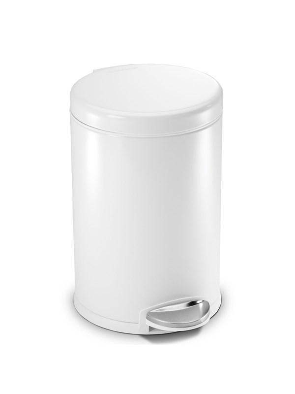 Simplehuman Prullenbak Rond 4,5 L - Wit - RVS