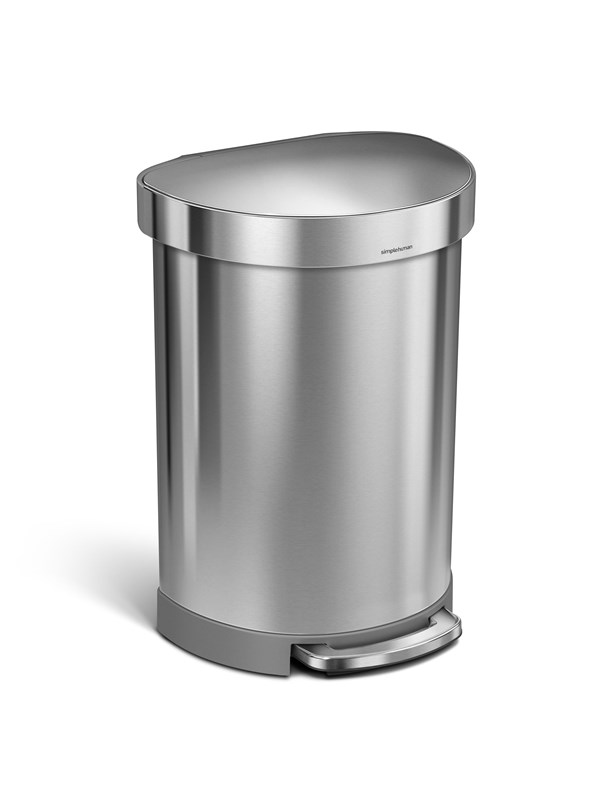 Simplehuman Halfronde Pedaalemmer - 60 Liter - Met zakkenrand - Geborsteld roestvrij staal