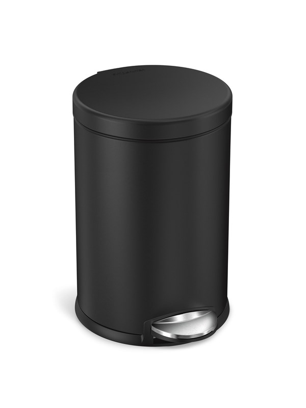 Simplehuman Prullenbak Rond 4,5 L - Zwart - RVS