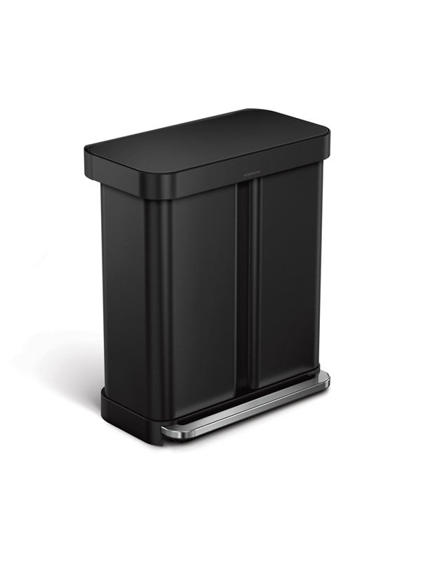 Simplehuman 58L (34/24), dubbele pedaalemmer met binnenzak, zwart