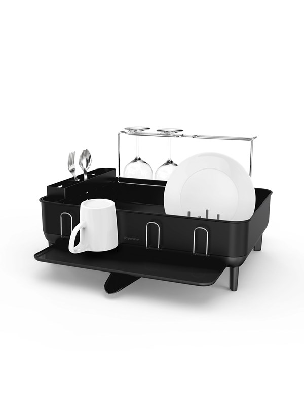 Simplehuman afdruiprek met stalen frame, zwart staal